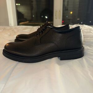 Hugo Boss Textured Black Leather Oxfords